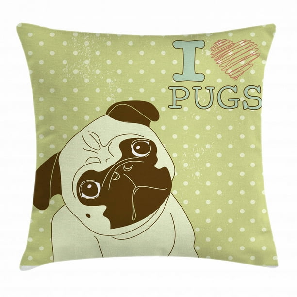 16x16 Multicolor Pug Pet Lover Party Pug Dog Mom Mama Pet Lover Throw Pillow 